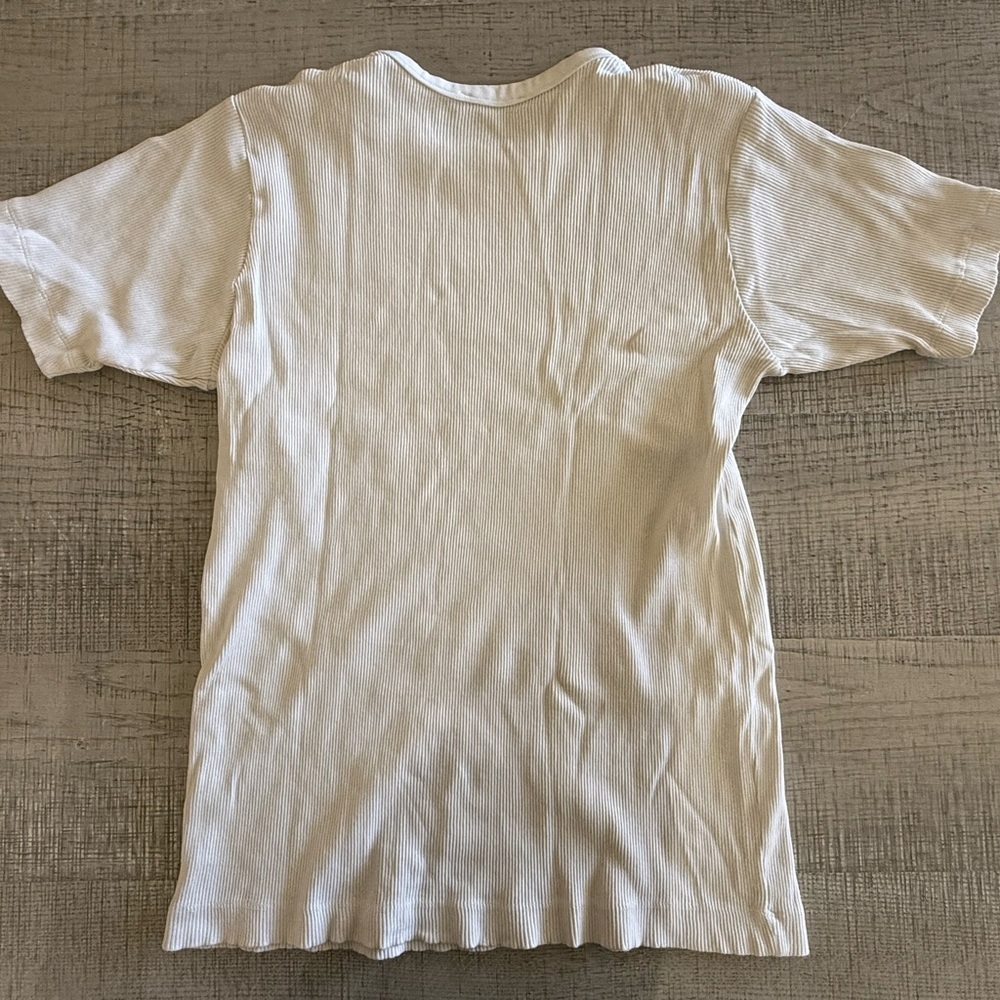 Zara Ribbed White Scoop Neck Shirt Size Medium - Picture 3 of 9